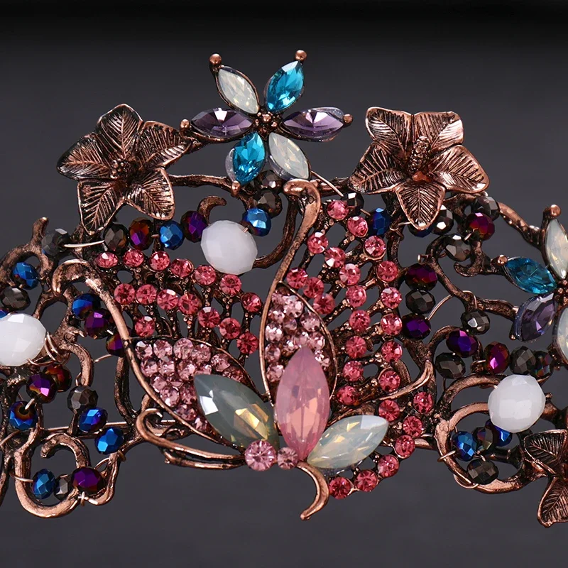Vintage mehrfarbige Kristall blume königliche Krone Braut Schmetterling Tiara Party Hochzeit Haarschmuck für Frauen Schmuck