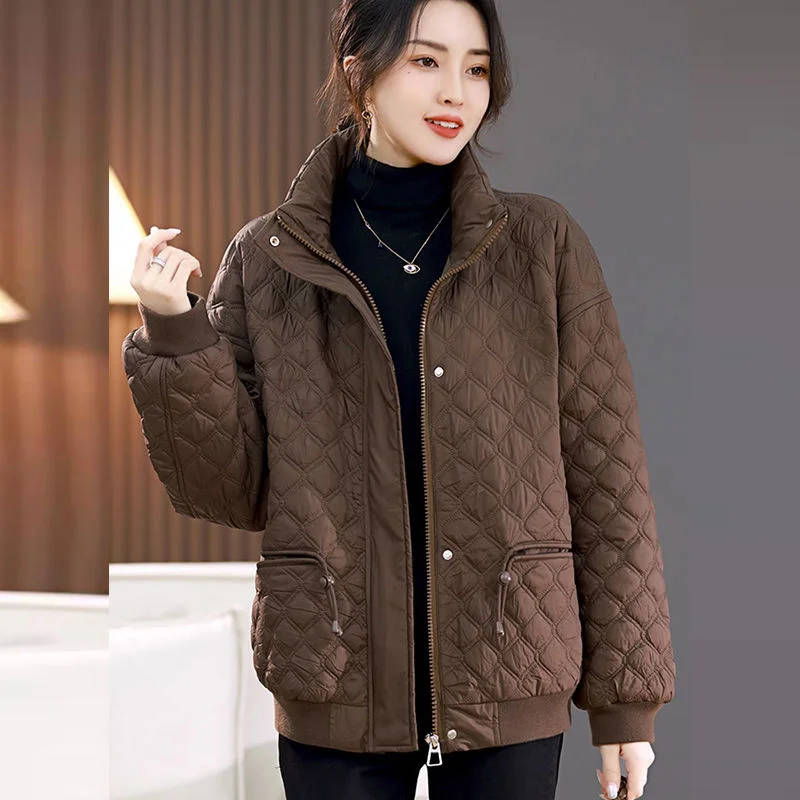 Women Loose Cashmere Coat Female Winter Casual Coat Women\'s Korean New Fashion Short Splicing Zipper Cashmere Jacket Cardigan