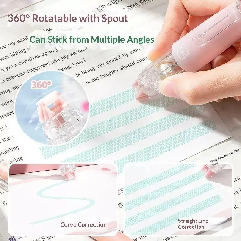 360 Rotatable Dots Glue Roller Double Sided: Tape Pen 5m Refillable Adhesive Scrapbooking DIY Crafts School Office