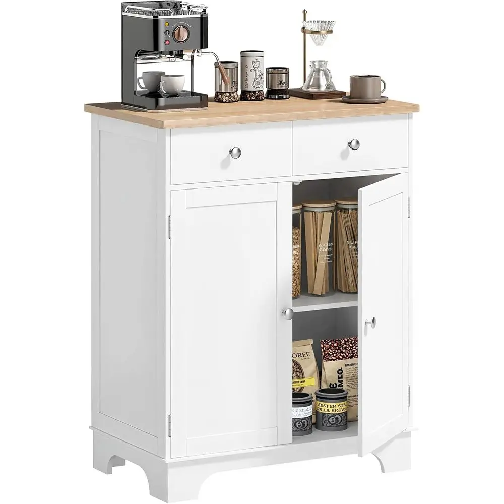 Sideboard Buet Cabinet with Solid Wood Countertop, ern Kitchen Storage Cabinet, Coee Bar Cabinet with 2 Ders, Doand Adjustable S