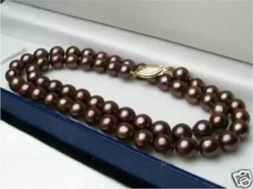 

Free Pretty 8-16mm Chocolate Brown South Sea Shell Pearl Necklace 17"