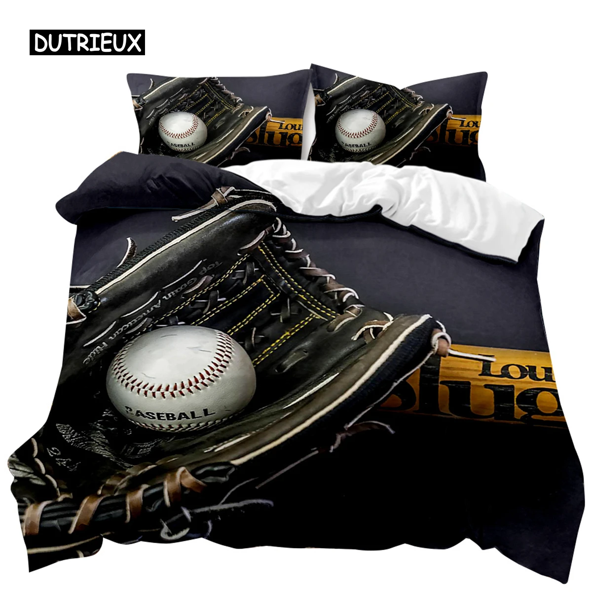 

Baseball Duvet Cover Set Sports Theme Boys Kids Bedding Set 3D Baseball Bedclothes Double Queen King Size Polyester Quilt Cover