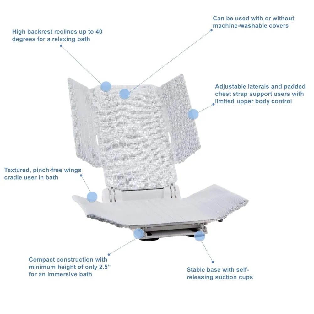 White accessible bathroom chair Bath Lift, Battery-Powered Bathtub Chair with Reclining Back and Adjustable Side Supports