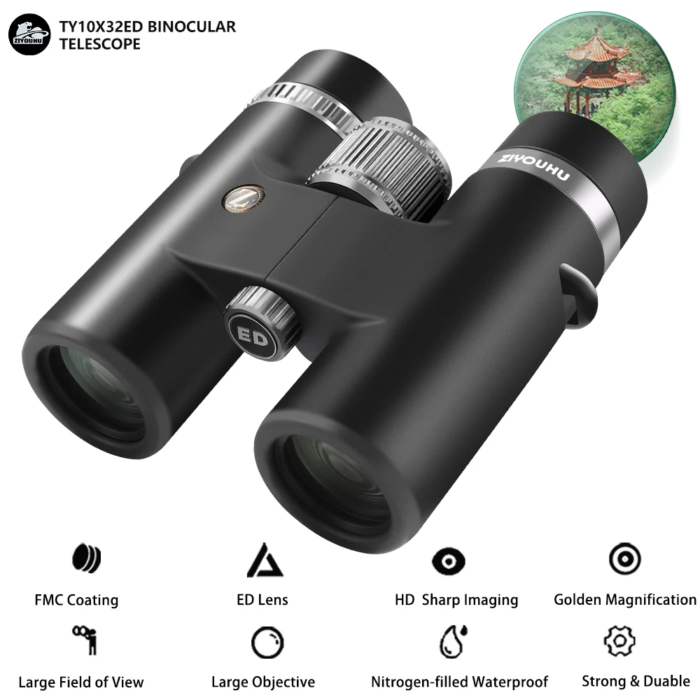 ZIYOUHU TY10X32ED High Quality Binocular Telescope IPX7 Waterproof Clear Vision 10X42ED, 12X50HD , 10X50 Binoculars for Camping