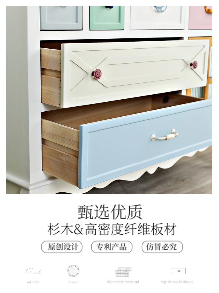 Lemari dekoratif kayu Solid, lemari sepatu, Laci kamar tidur dicat untuk penyimpanan