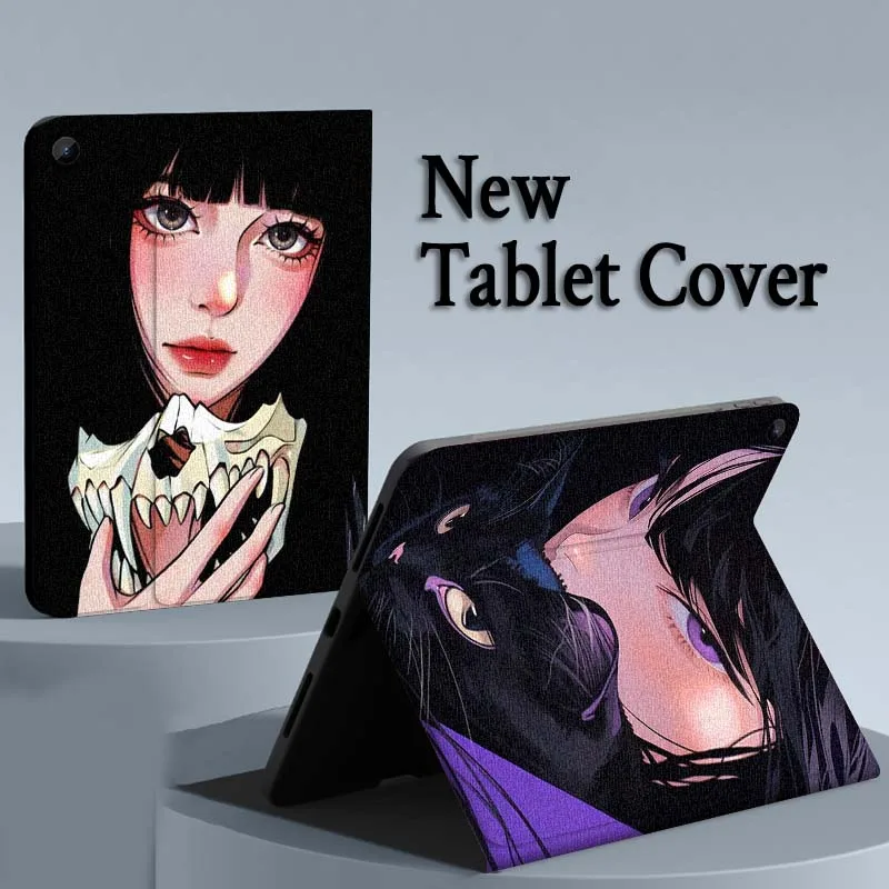 

Cartoon Beautiful Girl Art Tablet Case For Samsung Galaxy Tab A A7 A8 A9 A11 S6 S11 Lite Plus 10.1 10.4 10.5 Inch