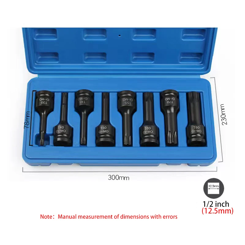 1/2 Inch Drive Impact Sockets Torx Bit Set Star Bit Sockets Heavy Duty Impact Grade Cr-Mo T20 to T80 Wrench Tools Set For Repair - view 5