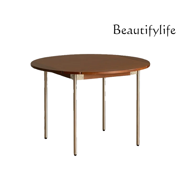 All Solid Wood Foldable Retractable Retro round Dining Table Square Log Chinese Style Dining Table