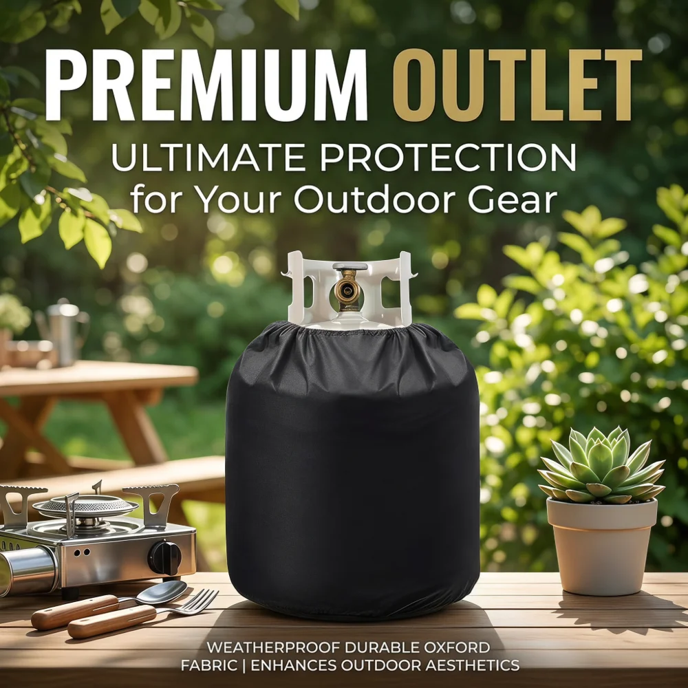 Black 210D Oxford Propane Tank Cover Waterproof Dustproof UV Proof for Camping BBQ Gas Stove Use