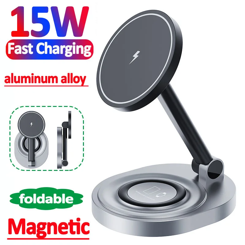 15W 2 in 1 Magnetic Wireless Charger Stand Foldable For iPhone 12 13 14 Mini Pro Max Apple Watch Airpods Fast Charging Station