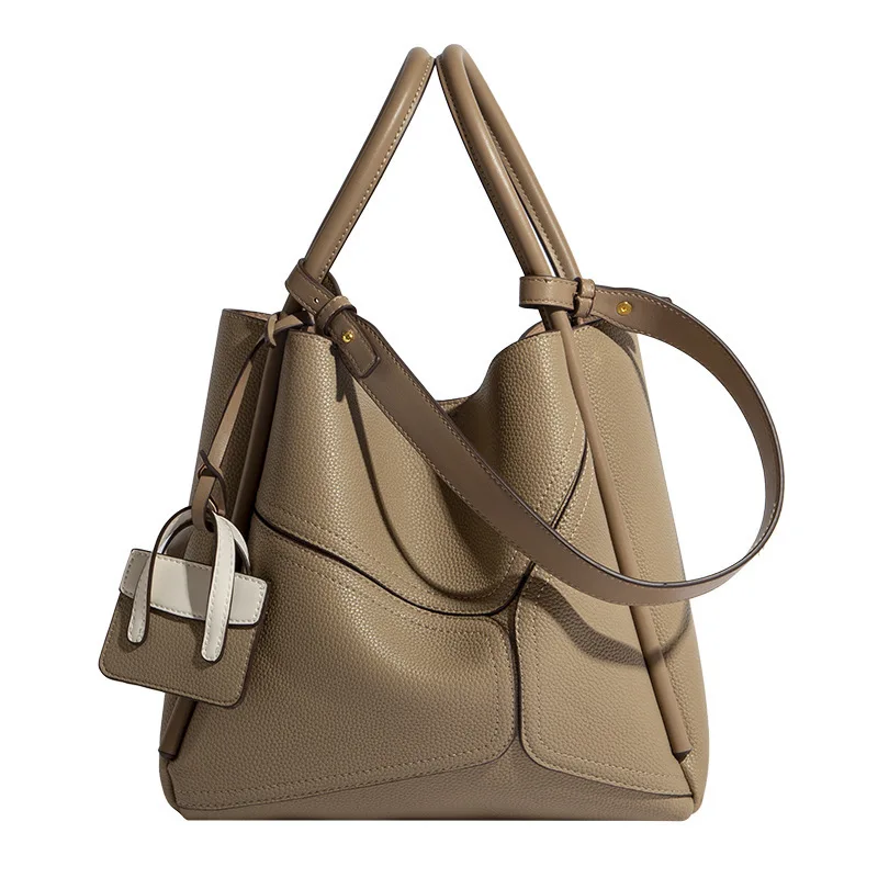 2025 Luxury High-end Geometry Splicing Design Composite Handbags Women Trendy Bucket Bag Underarm Bag New Brand Shoulder Bag