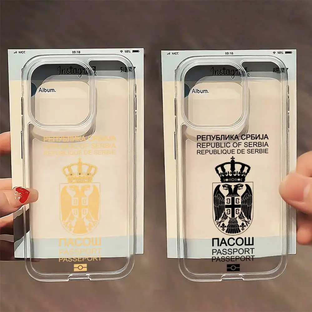 

Serbia Passport Phone Case For iPhone 16,15,14,13,12,11 Pro,Max,Plus,X,XS,XR,SE,Mini Transparent Silicone Soft