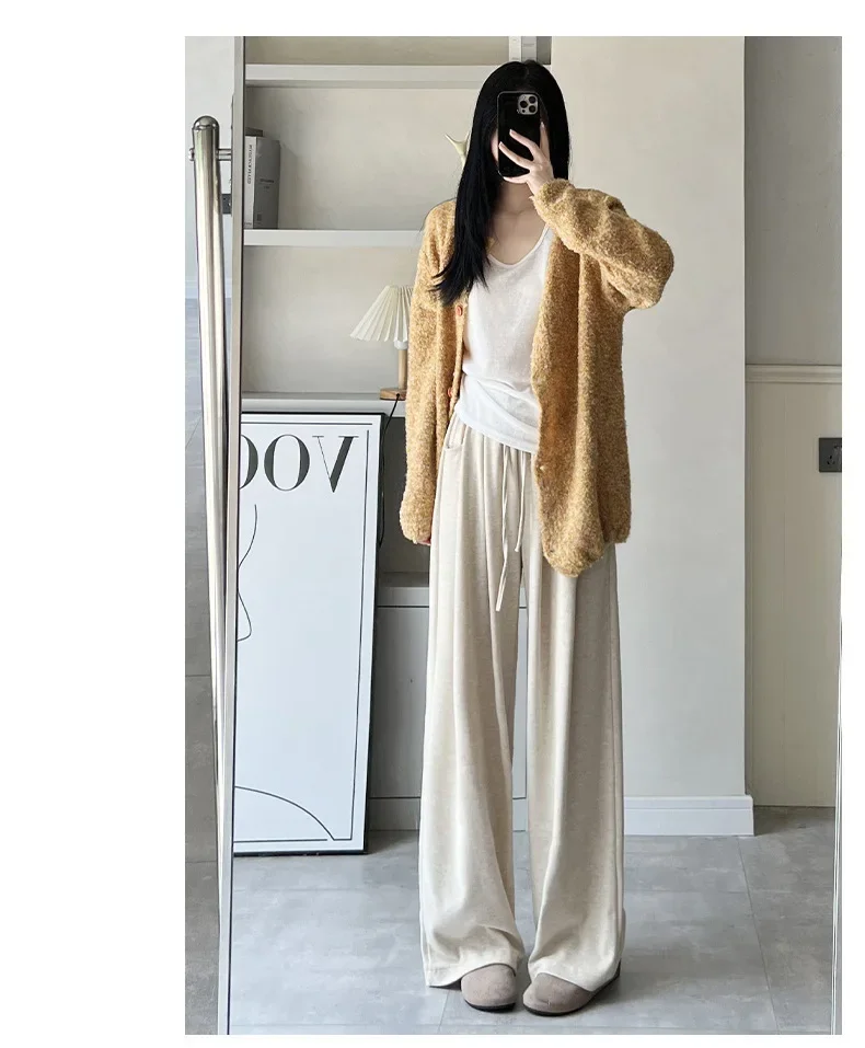 Lazy Glutinous Rice Wide-leg Pants Women's Autumn and Winter Drape Loose Straight and Thin High-waisted Casual Yamamoto Pants