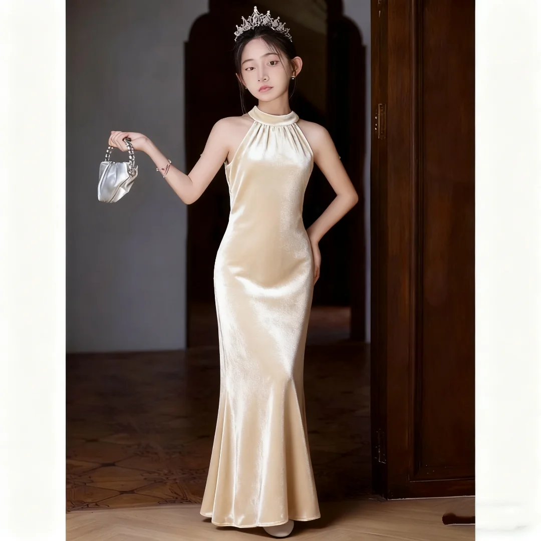 Elegant Sleeveless Mermaid-Style Flower Girl Dress for Birthday Beauty Pageant Party Performance