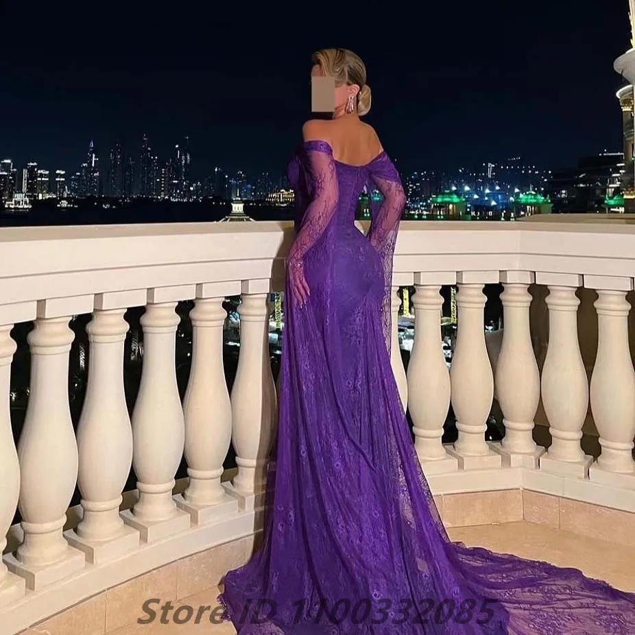 EPackage ale-Robe de soirée élégante en dentelle pour femme, robe de Rhsirène violette, robe de mariée formelle, robe de demoiselle d'honneur, Off Initiated