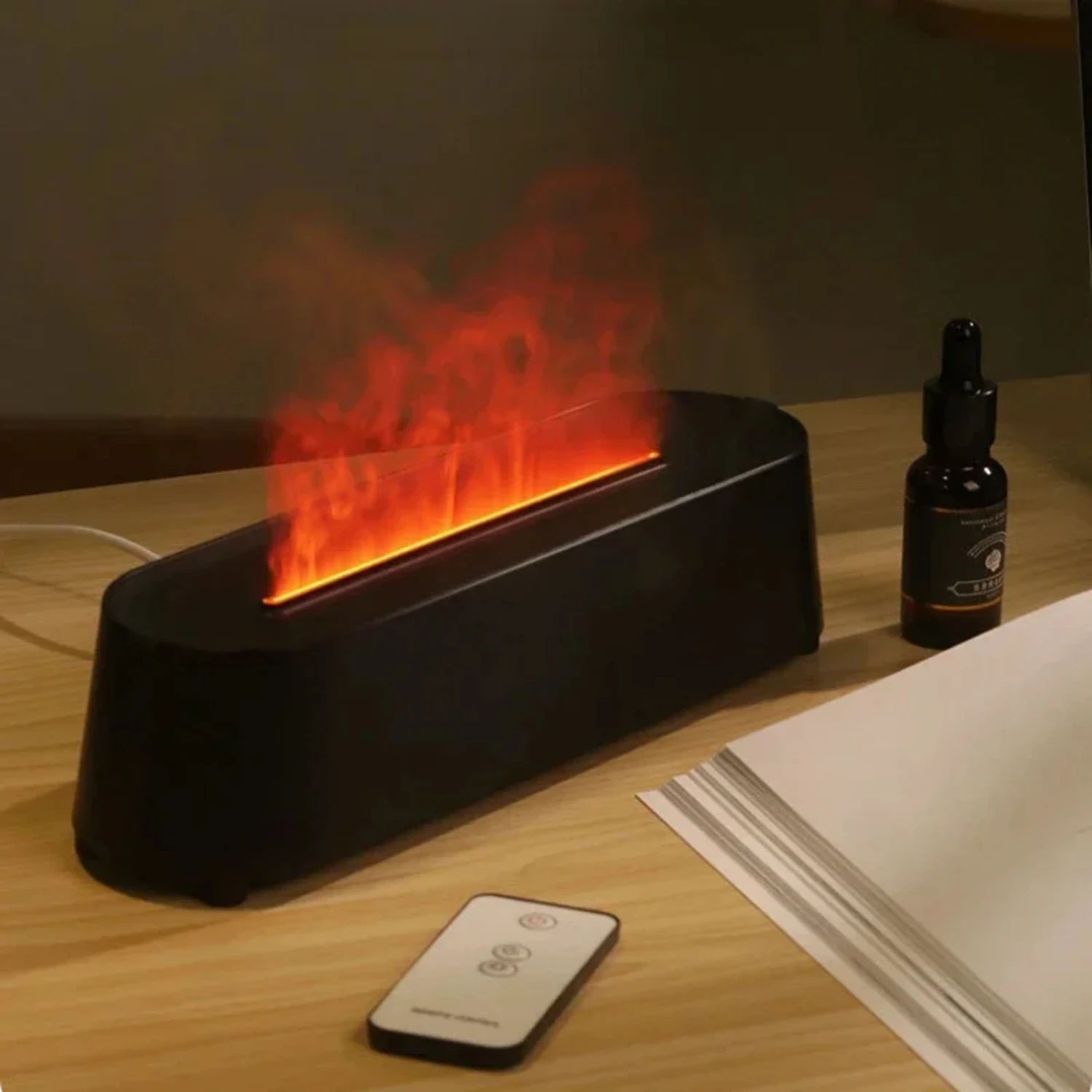 NEW Enhance Mood and Air Quality with Relaxing 3D Simulation Ultrasonic Flame Air Humidifier - Remote Controlled Aromatherapy Es