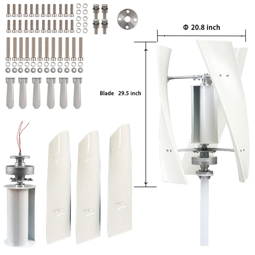 Imagem -02 - Casa Vertical Eixo Gerador de Turbina Eólica Baixo Ruído Moinho de Vento Vertical para Farm Seashore Boat 15kw 12v 24v 48v 10000w