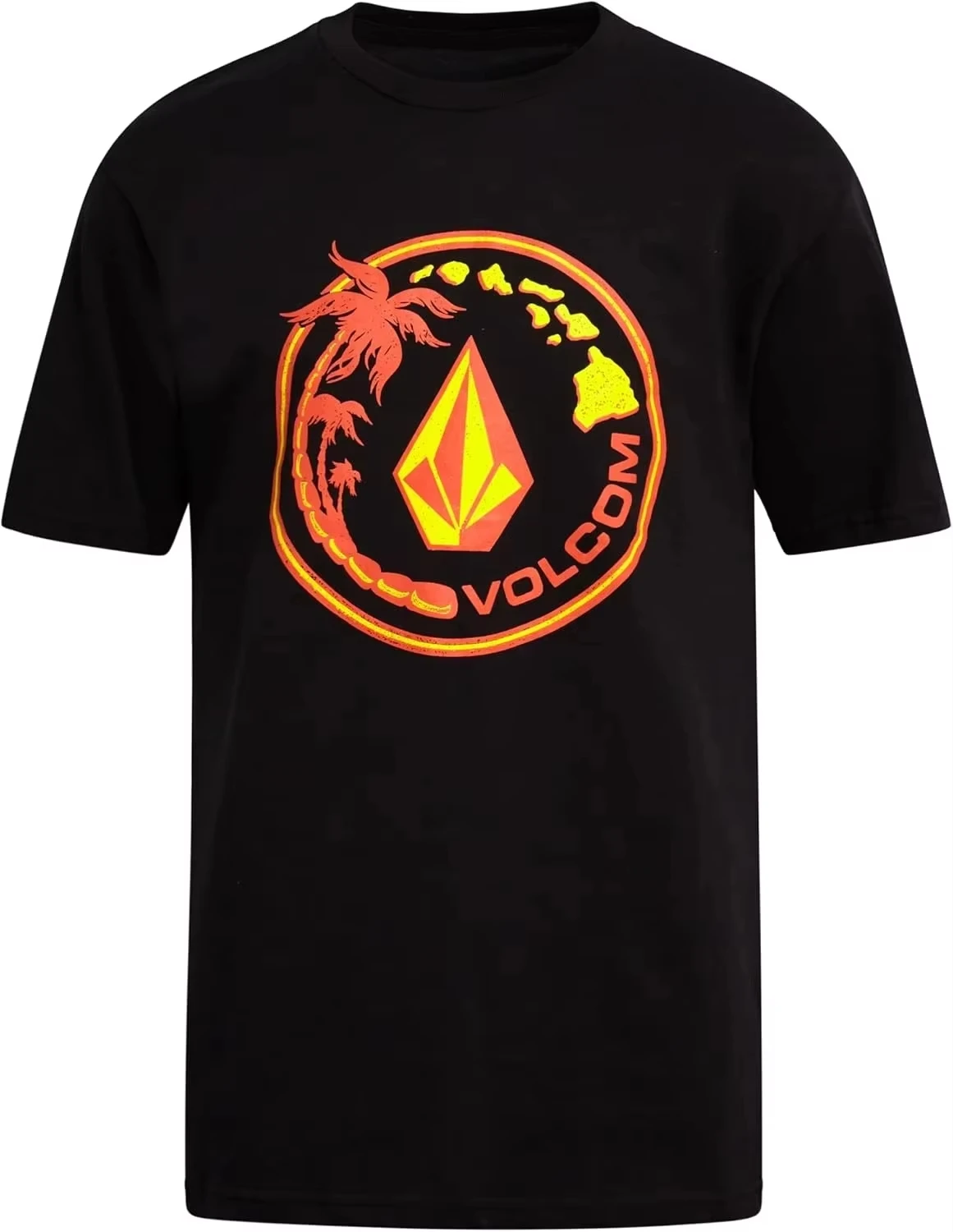 Retro Sunset Coconut Tree Volcom Surfing Sports Trendy Brand T-Shirt Cotton Graphic Tee Men Women Summer Streetwear