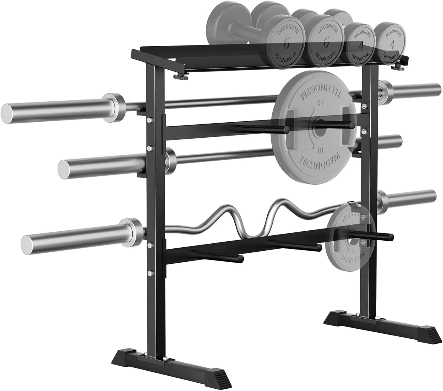 Home Gym Strength Training Weight Storage Rack - Metal Material, Black Color, Compact Design