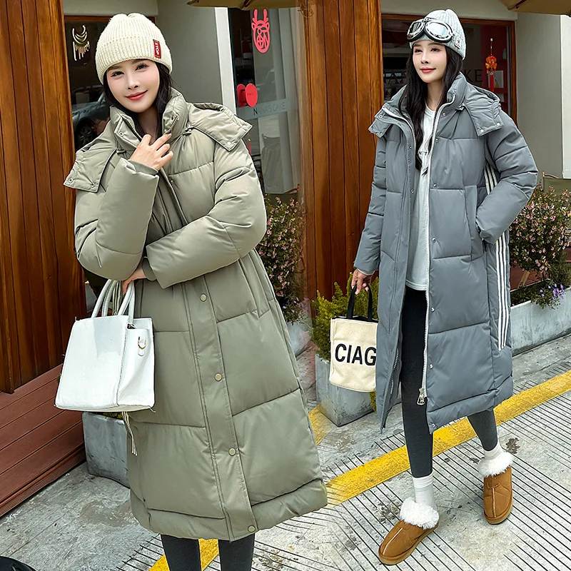 2024 European and American thickened hooded long down jacket women\'s winter new coat