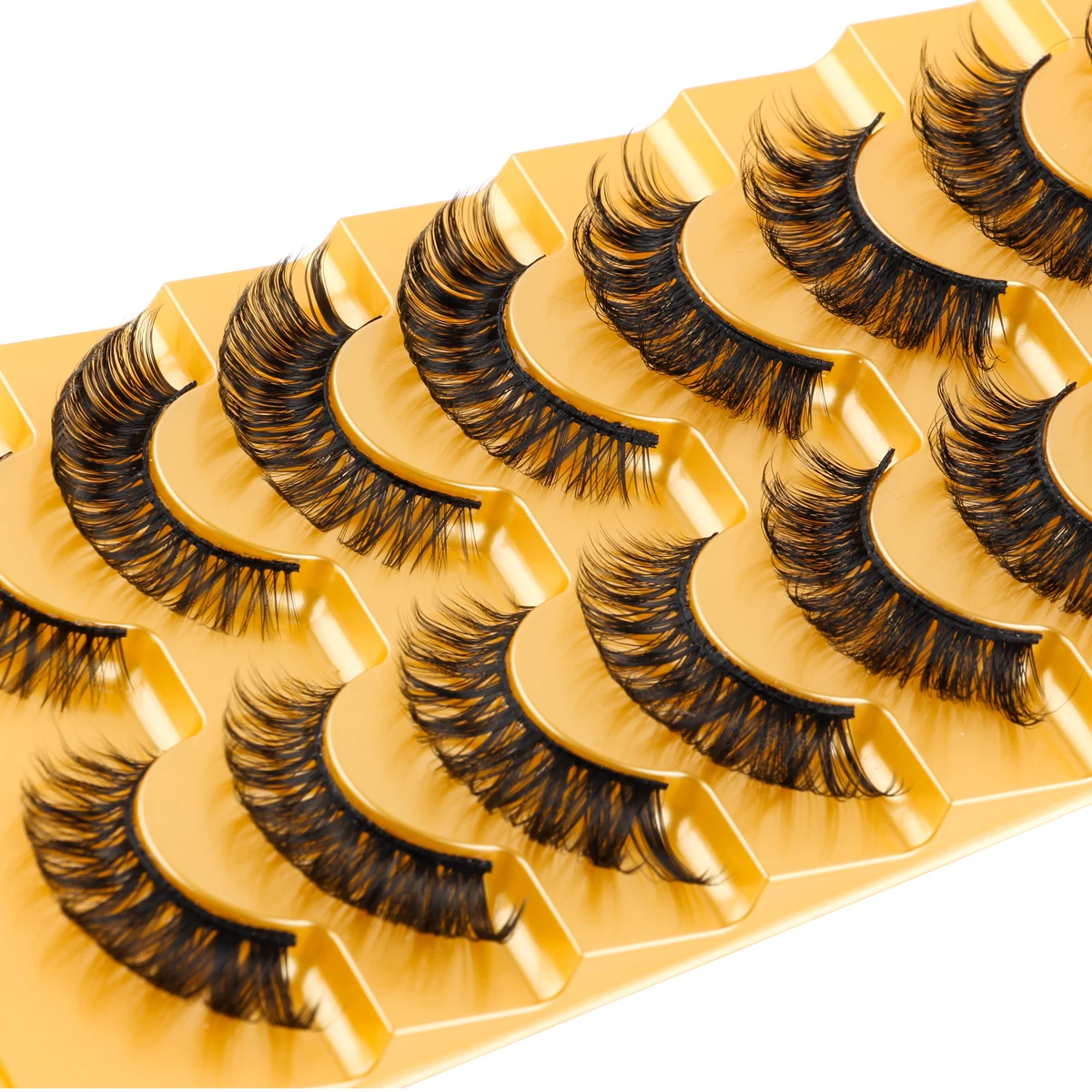 Lanjinglin 3/8/10 Paar natürliche lange falsche Wimpern dramatische weiche flauschige 3D-Nerzwimpern Wispy Großhandel Wimpern dicke Cils