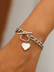 DOTIFI Stainless Steel Simple Peach Heart Bracelet Fashion Design Bracelet Ladies Jewelry Trendy Products Friends Party Gifts