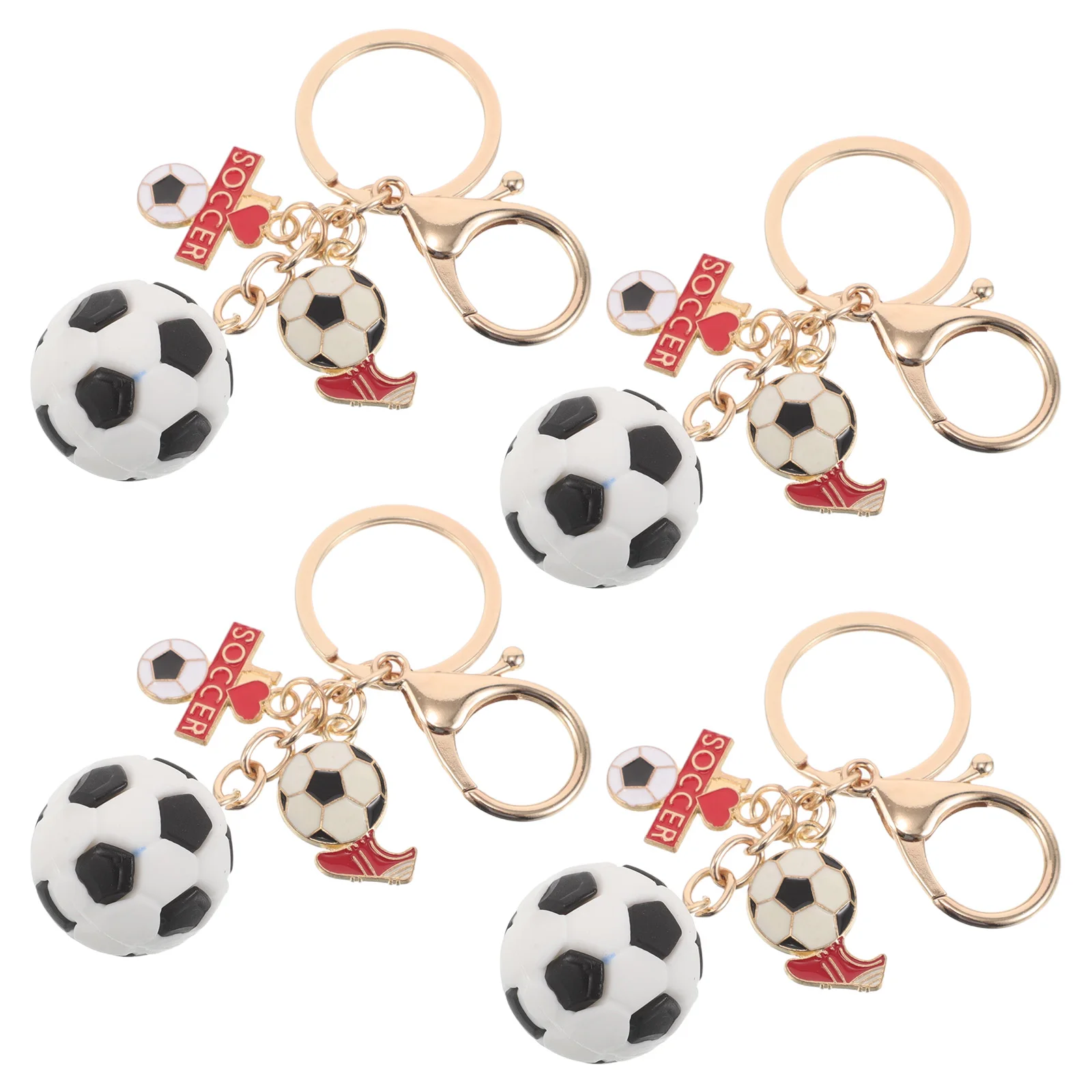 

4 Pcs Football Keychain Sports Keychains Charm Fan Metal Pendants Mini Backpack