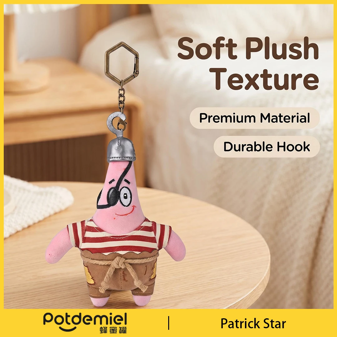 

Potdemiel SpongeBob Pirate Patrick Star Plush Clip Charm Soft Mini Figure Doll Surprise Gift For Teens Daily Handbag Decor