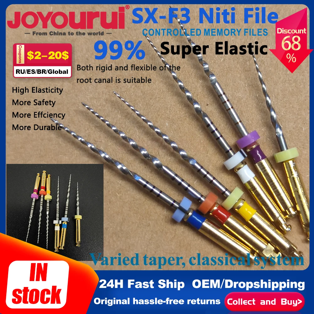 

6Pcs/Box Dental Heat Activated Root Canal Files V3-P Endodontic Engine Use F4 File NiTi Super Rotary 25mm SX-F3 Dentistry Tools