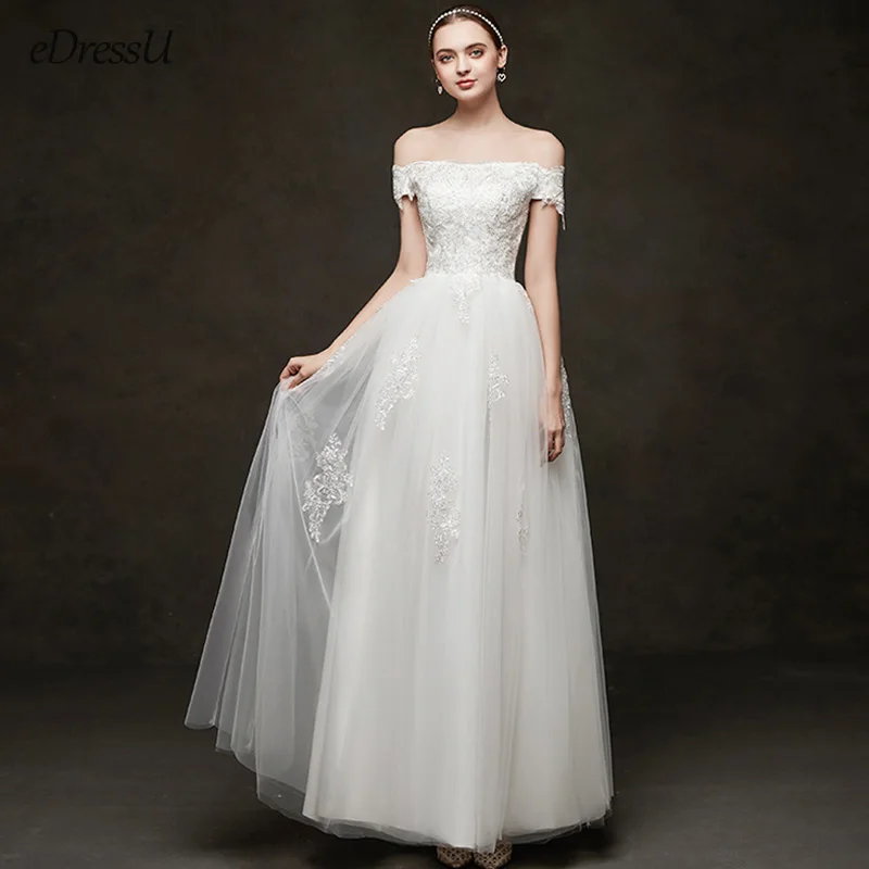 

2023 Elegant Wedding Dress Off Shoulder Lace Bridal Gown Classic Plus Size Custom Made Wedding Gown ANE-422