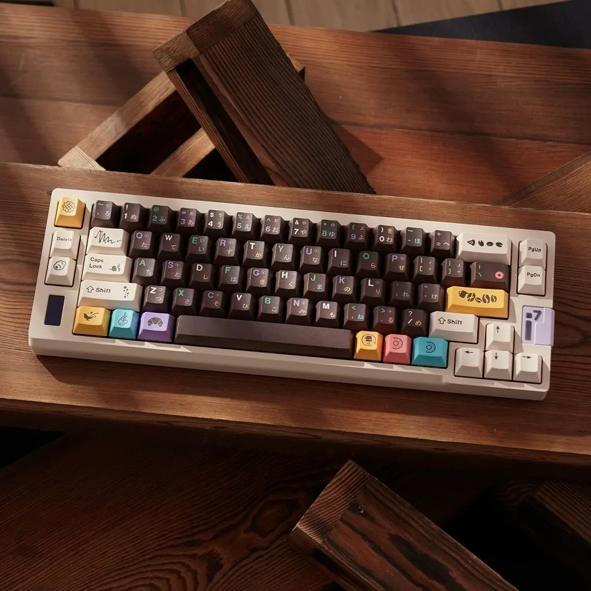 129Keys Chocolate Donut Coffee Color Keycap Afternoon Tea Mechanical Keyboard Pbt Five-Sided Sublimation Cherry Pbt Retro Keycap