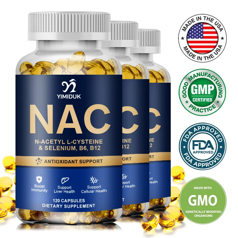 Nac-Glutathion-Kapseln n-Acetyl cystein 1200 mg Unterstützung für Leber, Lunge | Aminosäure, leicht zu absorbieren