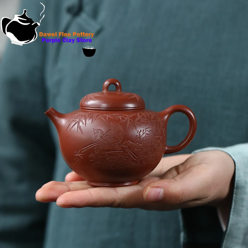 

Yixing handmade purple clay teapot, original ore, red skin, dragon bird bamboo teapot, Kung Fu tea set, Chinese teapot 190ml