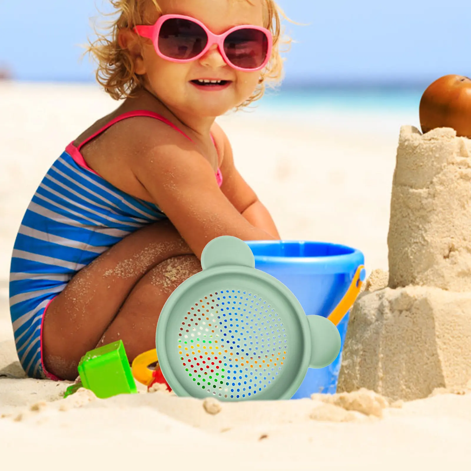 Kids Sand Sifter Silicone Beach Essential Portable Lightweight Interactive Sand Sieve Plaything Beach Essentials for Vacation