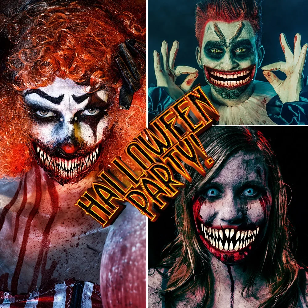 1 قطعة جديد هالوين المؤقتة لصاقات وشم الرعب الشفاه ملصقات صناعة يدوية كبير الفم الوشم مقاوم للماء مضحك ماكياج ابتسامة الشفاه الجمال