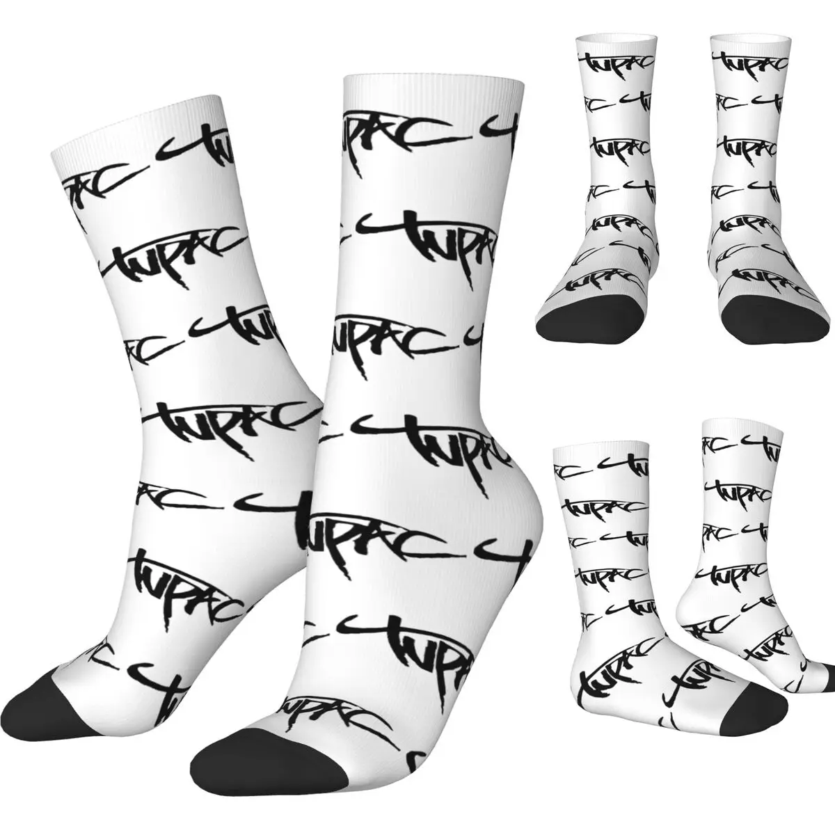 Calcetines Tupac de Hip Hop para hombre y mujer, divertidos calcetines felices 2pac de alta calidad para primavera, verano, Otoño e Invierno, medias de tubo medio, regalos