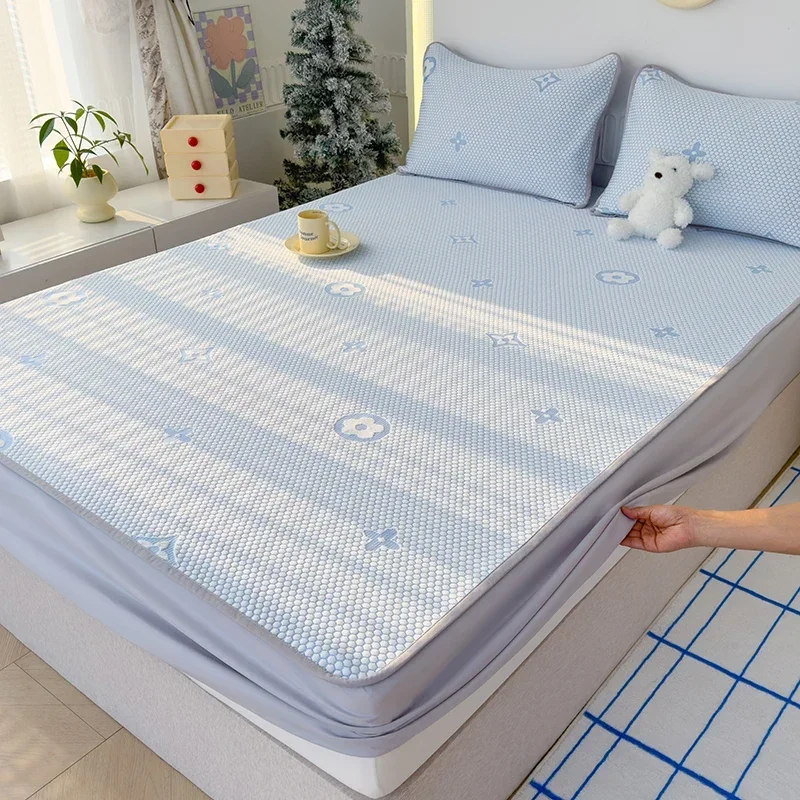 New Summer Ice Bean Bed Mat with Cool But Not Ice Solid Bedspread Without Pillowcase  Sheet Set with Elastic Bedding 200x220