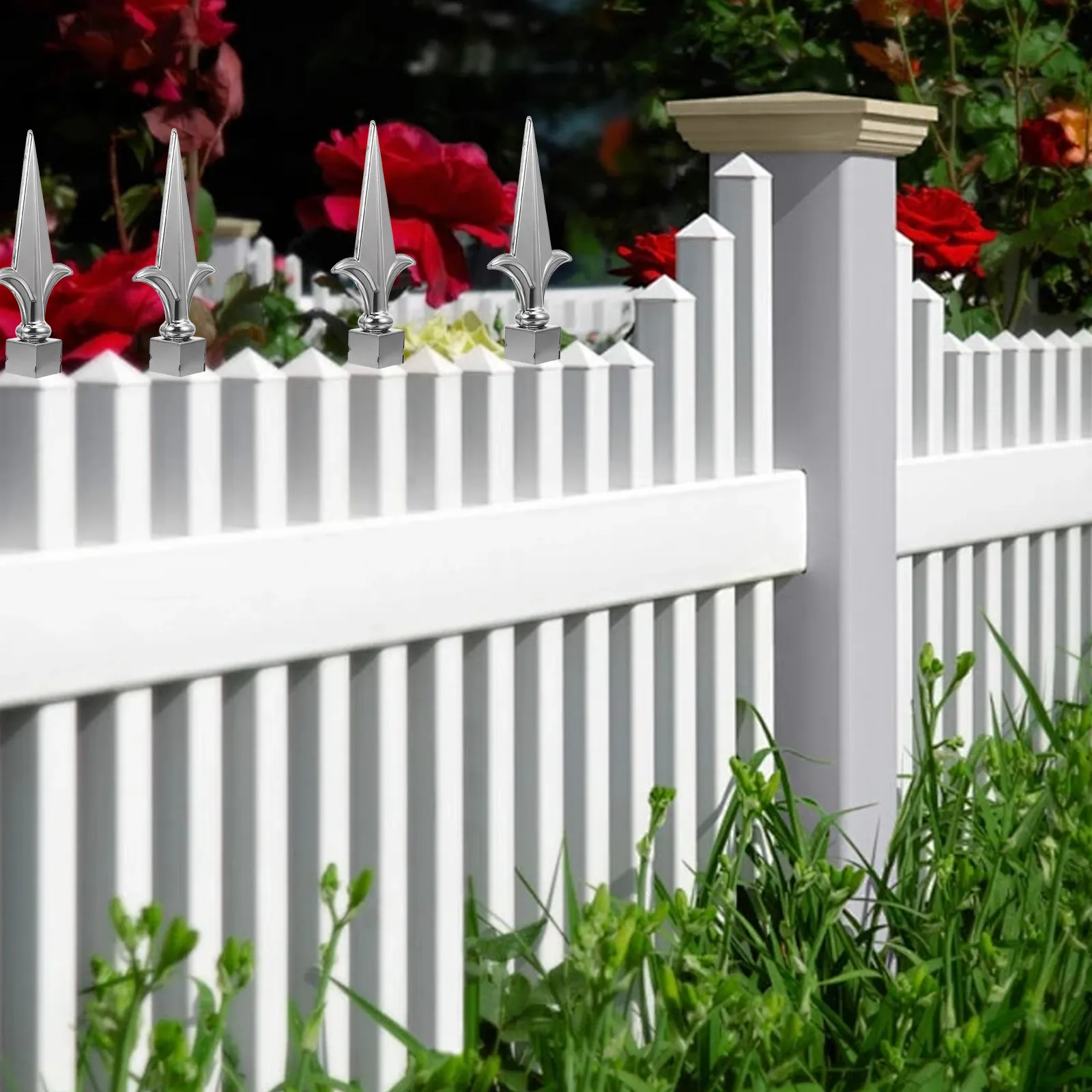 2Pcs Trident Metal Fence Finials Decorative Flagpole Finials Fence Post Caps Outdoor Yard Garden Trident Spiderweb Door Topper