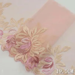 2Yards Lake Blue Flowers Embroidery Lace Trim Mesh Net For Lingerie Bra Underwear Doll's Dress Clothes Skirts Sewing Fabrics