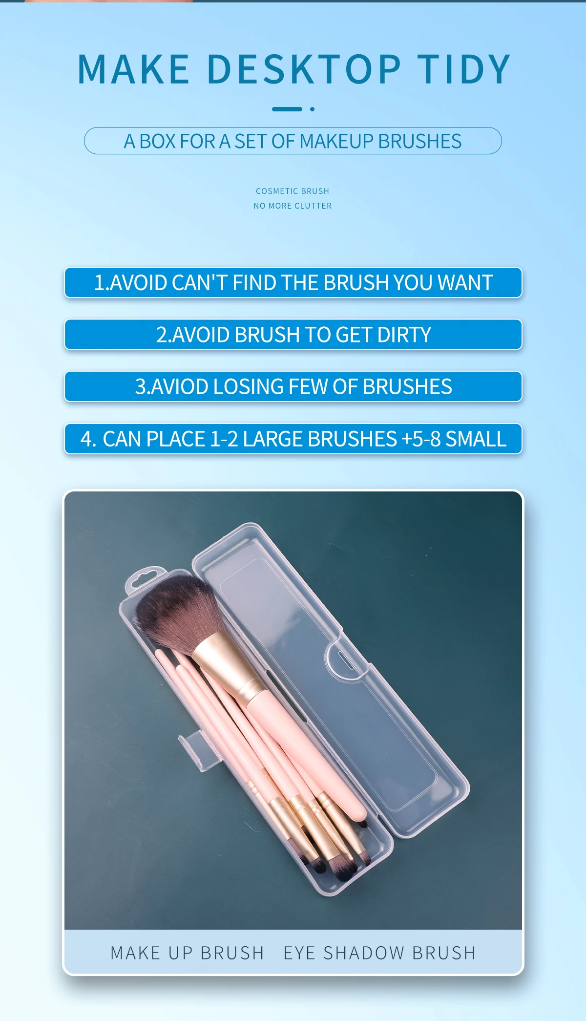 Tragbare Make-Up Pinsel Lagerung Box Augenbraue Bleistift Geschirr Stäbchen Transparent Mit Abdeckung Organizer Fall Schönheit Werkzeug – Detail 2