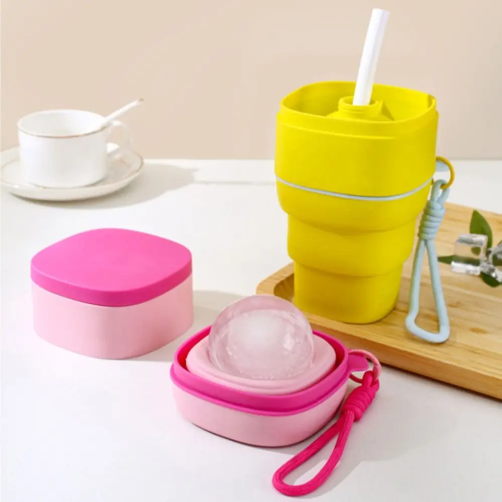 2 in 1 Foldable Ice Ball Cup Creative Leak-Proof Ice Maker & Drinking Cup Portable Food Grade Ice Cube Kettle Summer Outdoor