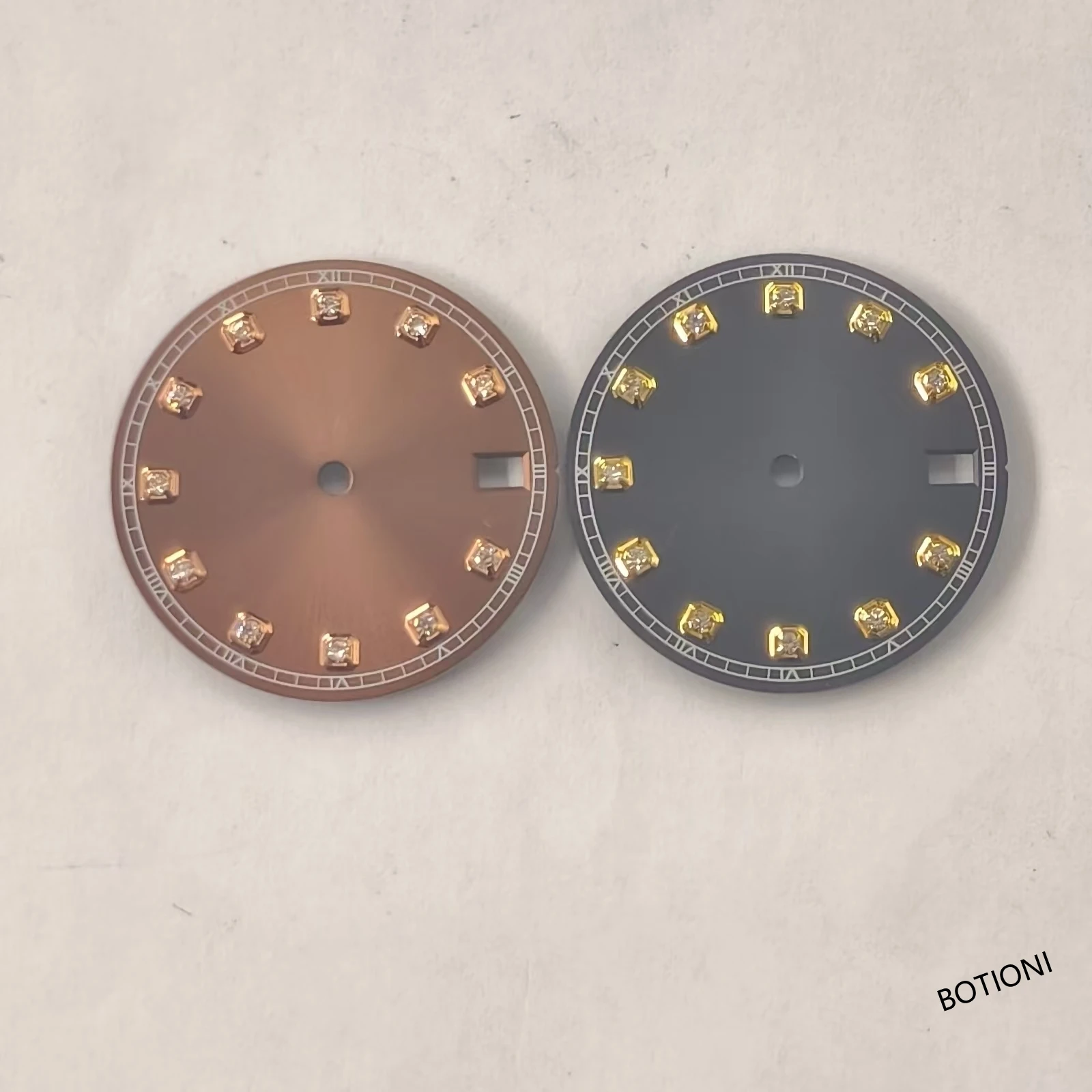 BOTIONI 28.5 ملم قرص ساعة معقم أسود أزرق فضي وردي رمادي، تناسب حركة NH34 NH35 تناسب تاج الساعة 3/3.8/4.2، وجه الساعة