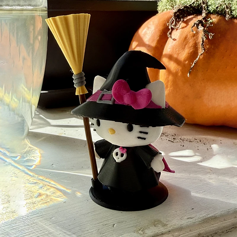 الساحرة مرحبا كيتي تمثال Kawaii أنيمي الشكل جمع نموذج الحلي ثلاثية الأبعاد مطبوعة سطح المكتب الصغيرة المنحوتات هالوين ديكور هدية