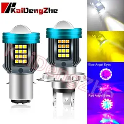H4 LED Moto H6 BA20D P15D LED Motorcycle Headlight Bulbs Angel Devil Eye Lens White Yellow Hi Lo Lamp Scooter Accessorie