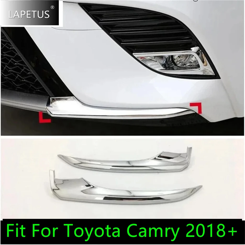 

Chrome / Carbon Fiber Front Below Bumper Protector Corner Panel Cover Trim Fit For Toyota Camry 2018 - 2021 Exterior Accessories