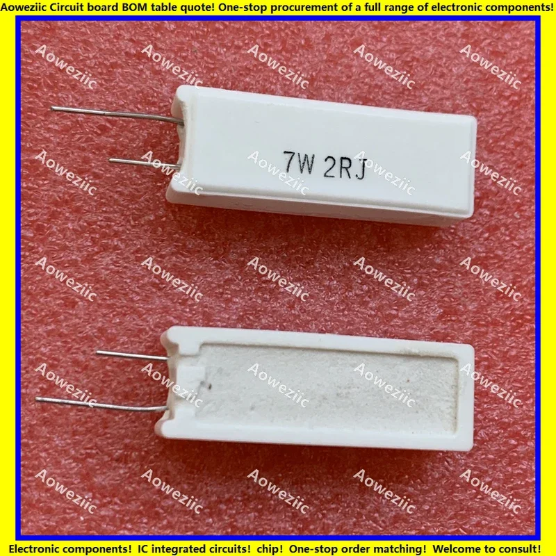 10 buah/lot 7W2RJ 7W2ΩJ RX27-5 SQM tahan semen vertikal 7W2ohm 7W 2RJ 7W2R tahan keramik presisi ± 5% daya tahan