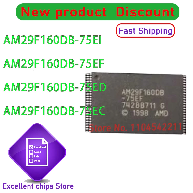 New AM29F160DB AM29F160DB-75EI AM29F160DB-75EF AM29F160DB-75ED AM29F160DB-75EC TSSOP-48 Storage chip  5pcs