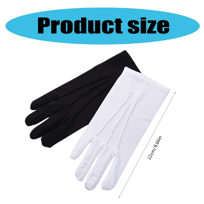 Guantes blancos, guantes formales para uniformes para niños y niñas, espectáculo arte, fiesta, guantes negros, desfile Formal