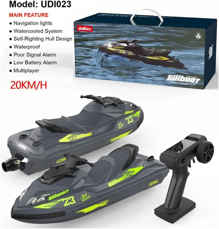 UDIR/C UDI023 RC Speedboat Brushed 20KM/H 2.4G Jet Spray RC Boat RC Ship Waterproof Self-Righting LED RTR High-Speed Models