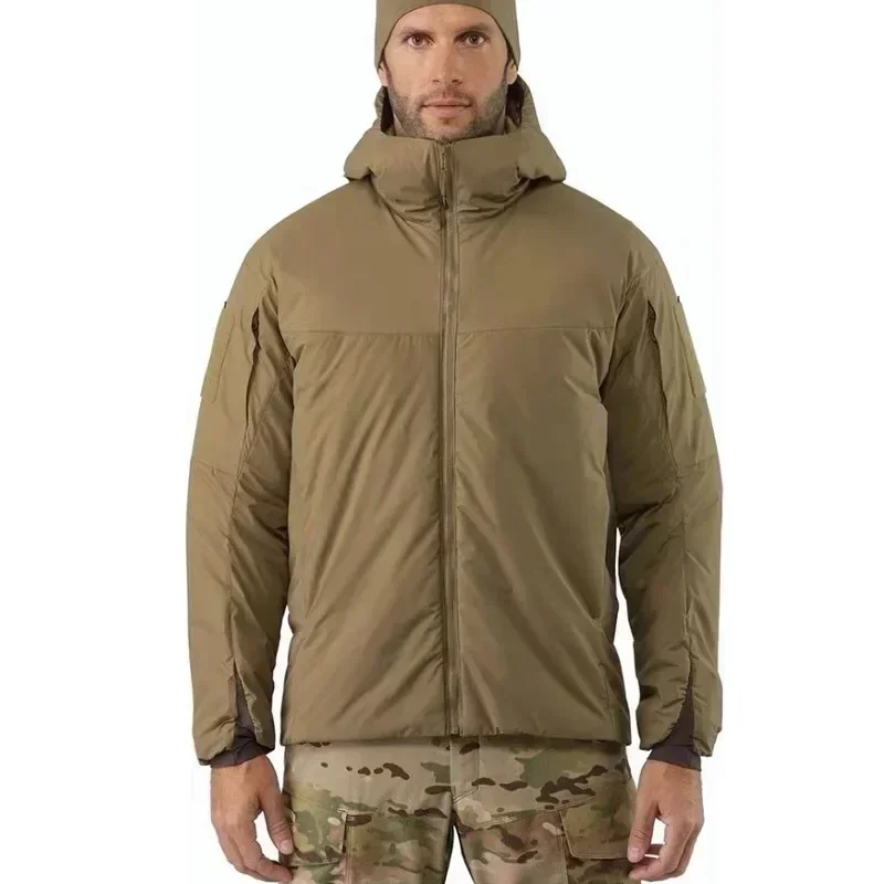 Outdoor Tactical Men Winter Down Jacket Lightweight Waterproof Hooded Warm Windbreak Coat Multi-pocket Hunting Suit High-quality